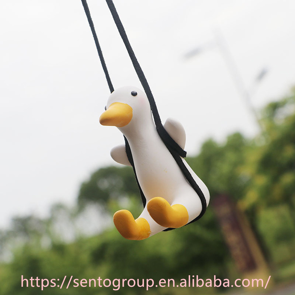 Swing Duck Car Pendant Funny Swing Duck Car Hanging Ornament Car Rear View Mirror Pendant Decoration