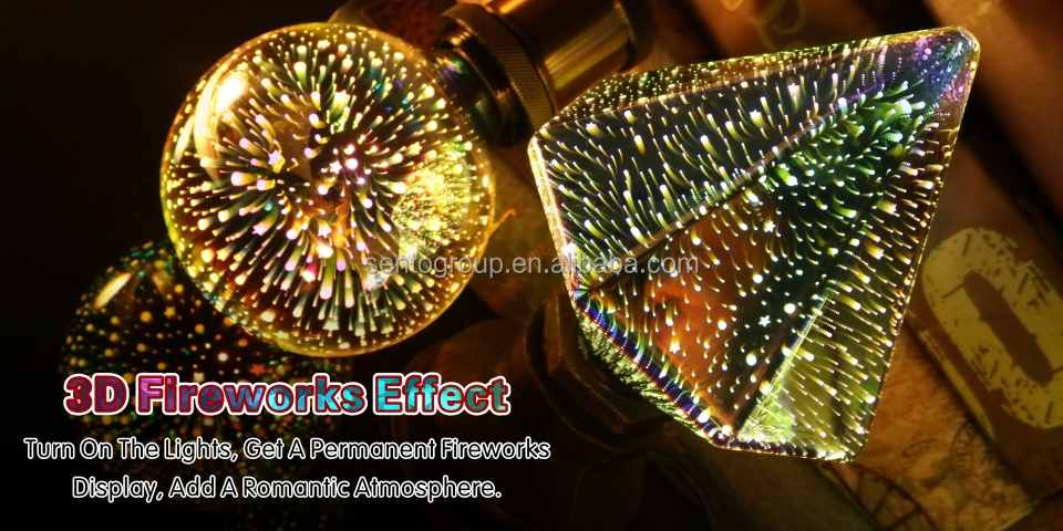 3D fireworks light bulb creative colorful LED light bulb E27 screw dazzling art Edison light bulb