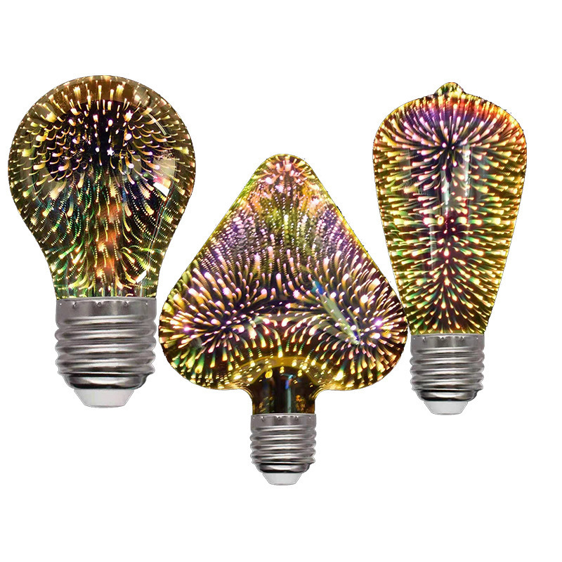 3D fireworks light bulb creative colorful LED light bulb E27 screw dazzling art Edison light bulb