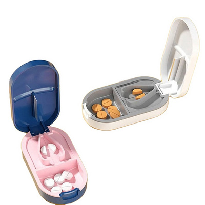 Portable Medicine Pill Cutter Box Grinder Splitter Divider Mini Slicer Pill Holder Case Storage Boxes