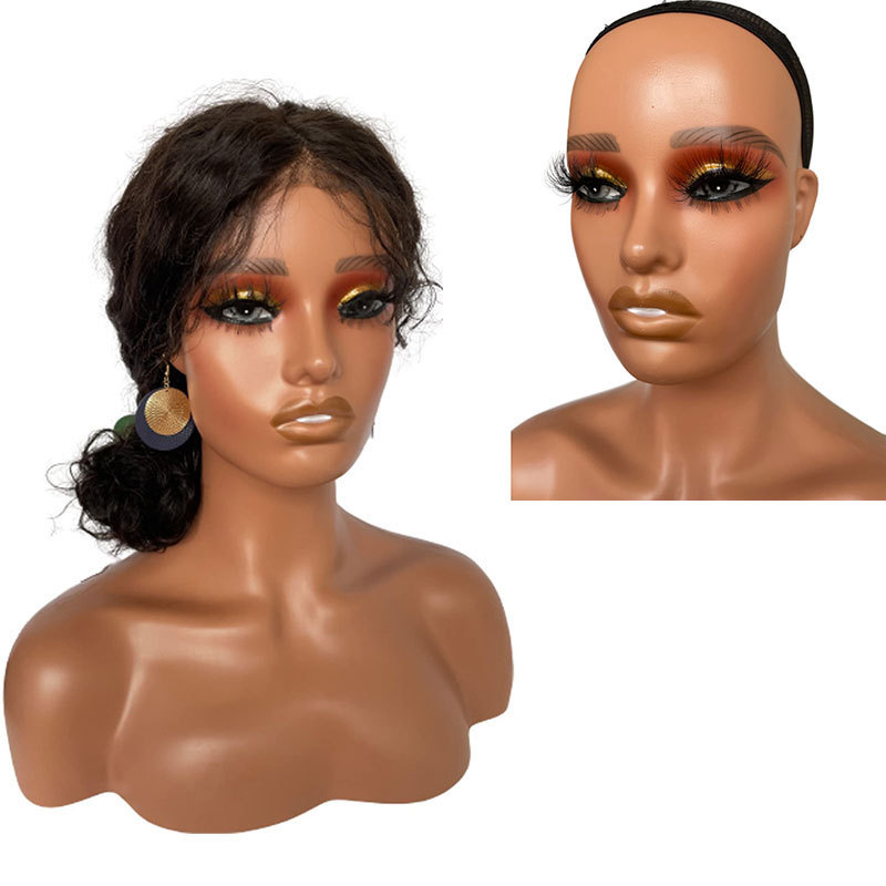 Female  Makeup Mannequin Head Wig Mannequin Heads Display with T-pins In and Shoulder