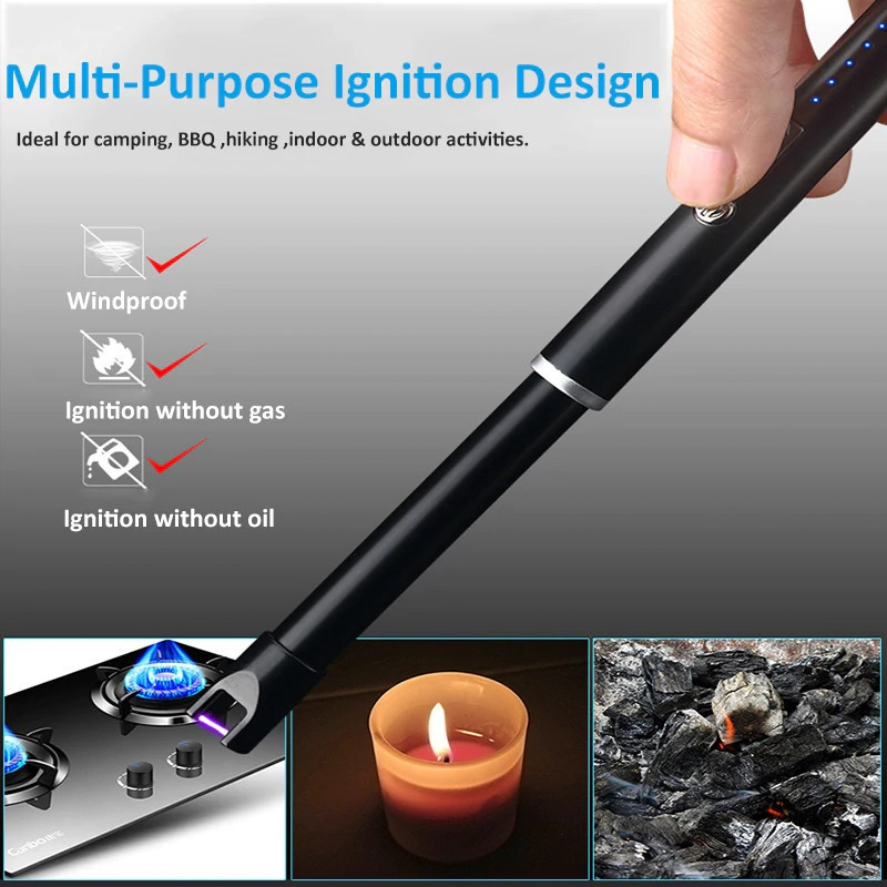 Wholesale Electric USB Rechargeable Windproof Flameless Plasma Arc Lighter For Camping Gas Stove BBQ Candle Lighter