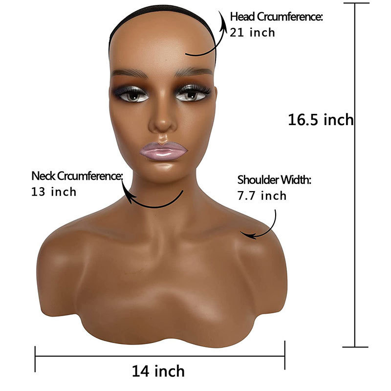 Female  Makeup Mannequin Head Wig Mannequin Heads Display with T-pins In and Shoulder