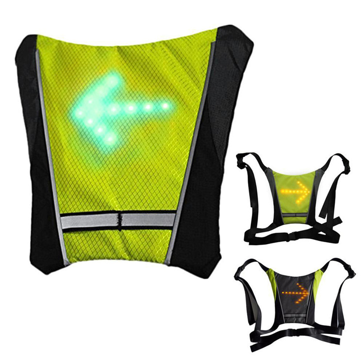 LED Wireless cycling vest bike bag Safety LED Turn Signal Light Vest Bicycle Reflective Warning Vests