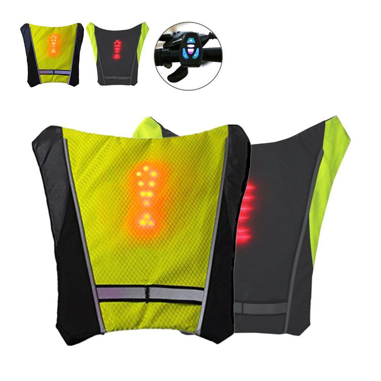 LED Wireless cycling vest bike bag Safety LED Turn Signal Light Vest Bicycle Reflective Warning Vests