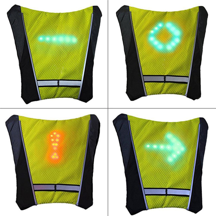 LED Wireless cycling vest bike bag Safety LED Turn Signal Light Vest Bicycle Reflective Warning Vests