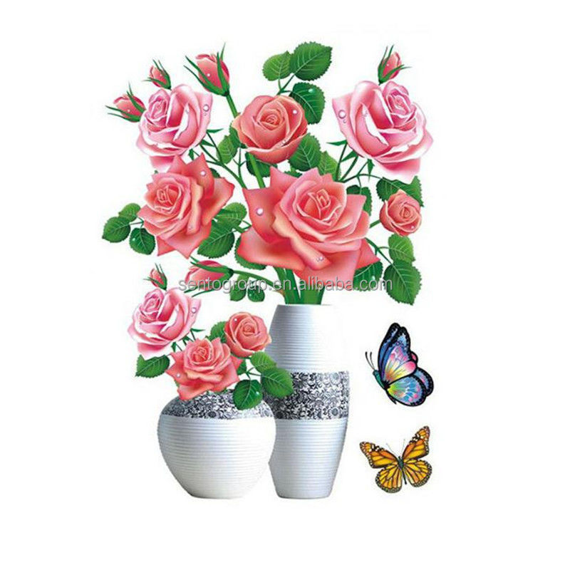 3d vase wall stickers decorate refrigerator stickers