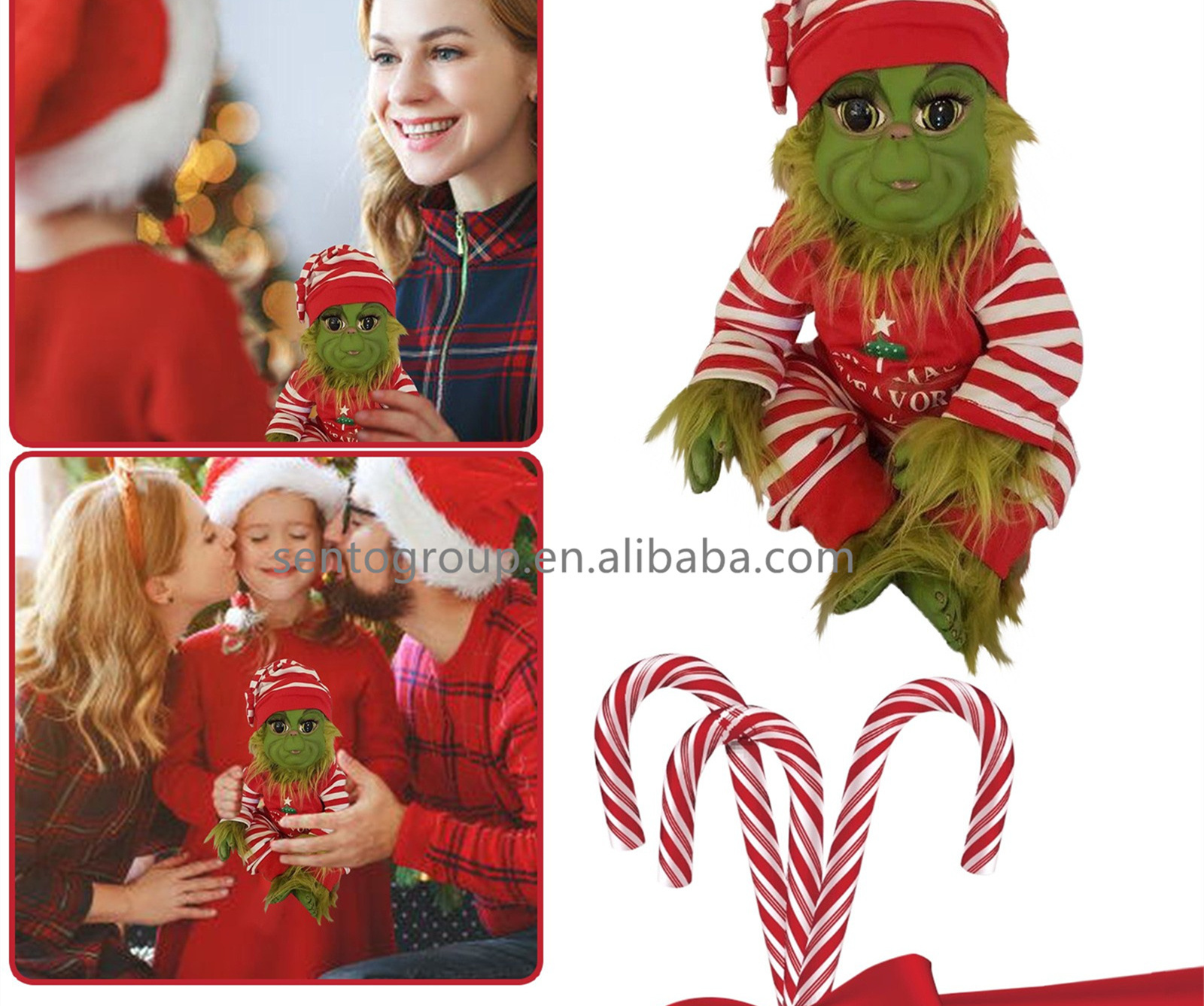 Grinchs Doll Kawaii Green Grinchs Doll Dressed In A Red Santa Suit With A Matching Hat Stuffed Toys