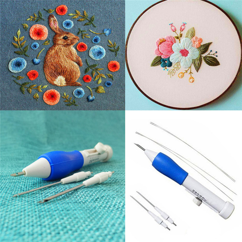 K1020 DIY Punch Needle Russian Embroidery Poking Cross Stitch Tools Crochet Hook 1 Set Embroidery Handmaking Sewing Tool