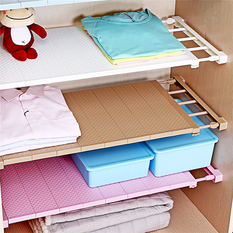 35cm width Retractable Closet Organizer Shelf Adjustable Kitchen Cabinet Storage Holder Cupboard Rack Wardrobe Organizer Shelf