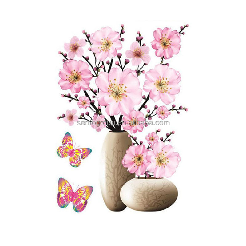 3d vase wall stickers decorate refrigerator stickers