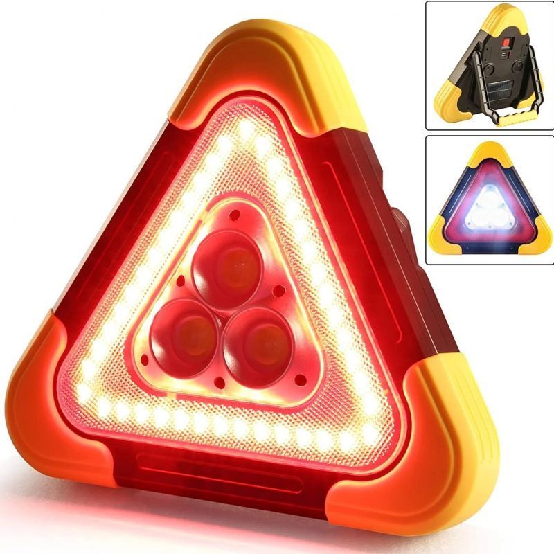 Car Solar Portable Triangle Warning Light LED Battery Powered Emergency Traffic Light Barricade Safety Sign Flashing light