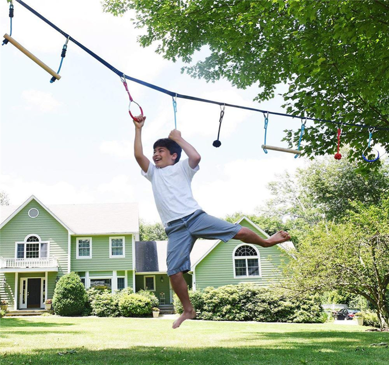 Obstacle Course For Kids With Swing Ladder Ninja Wheel Monkey Bars Climbing Net Play Accessories