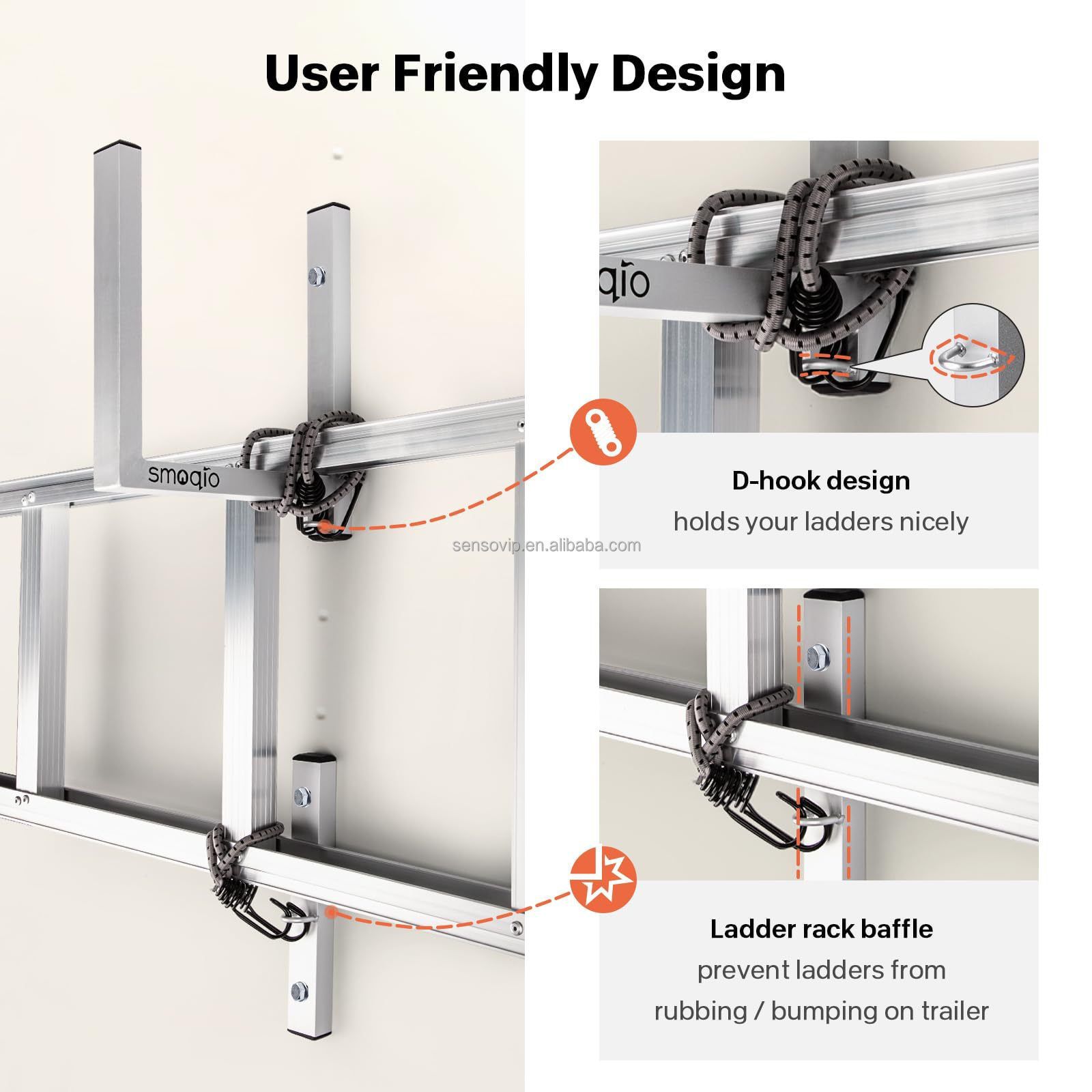 Side Ladder Rack Used For Tow Truck Trail Car Ladder Resist Corrosion Extruded Aluminum Ladder Rack For Trailer