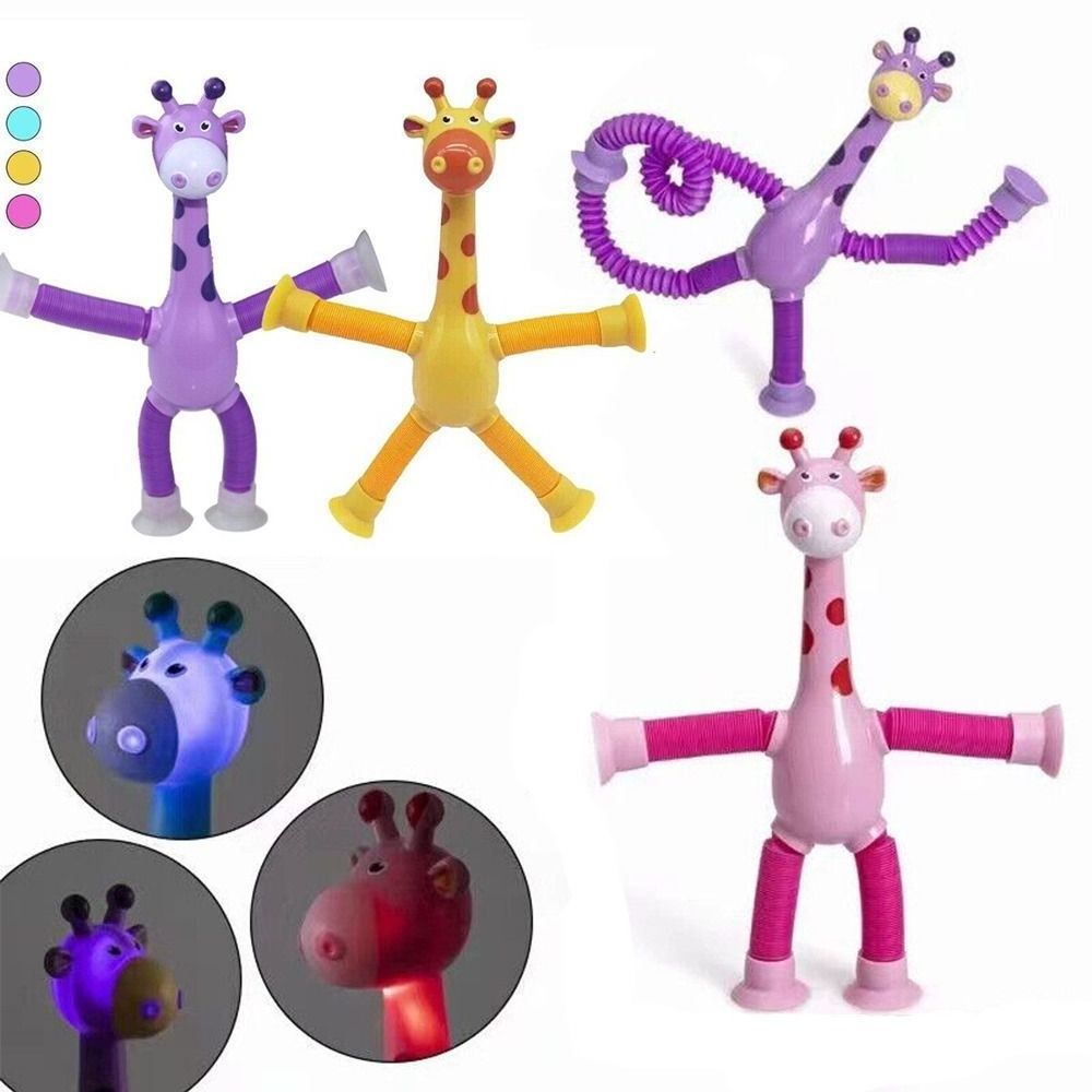 2 In 1 Suction Pop Tubes Sensory Toys Giraffe Light Up Pop Tube Giraffe Pop Tubes With Lights Giraffe Noise Makers Sensory Toys