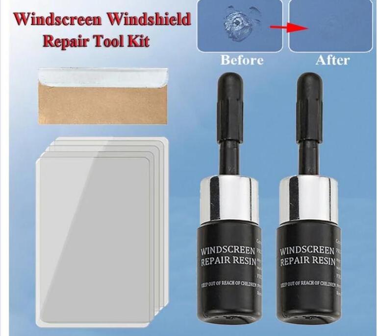 Car Windshield Crack Repair Tool Glass Scratch Restore Resin DIY Windscreen Repair Kit with Blade and Strips