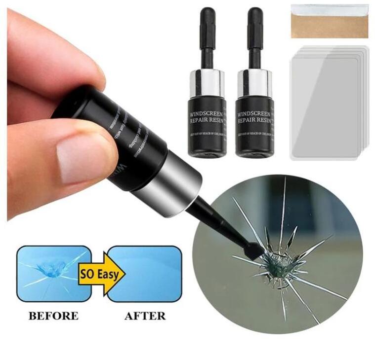 Car Windshield Crack Repair Tool Glass Scratch Restore Resin DIY Windscreen Repair Kit with Blade and Strips