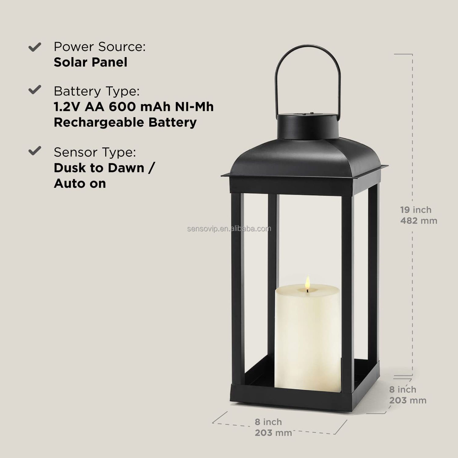 Candle Lantern Matte Black Wedding Decoration Iron Glass Lantern Hurricane New Design Candle Lantern