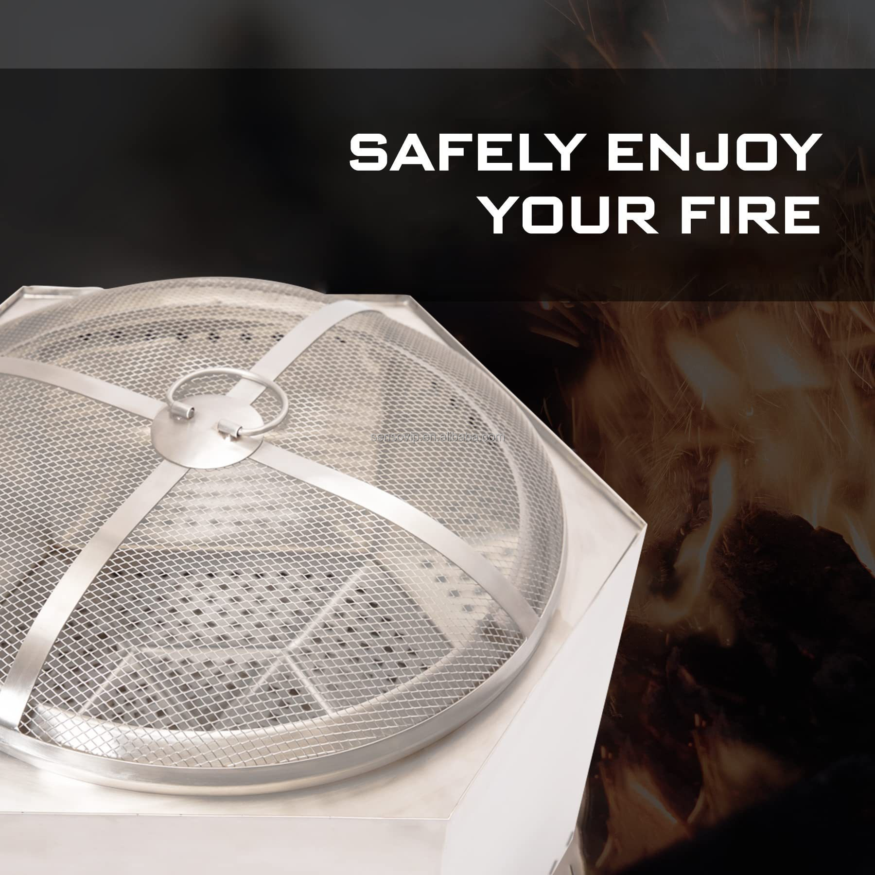 Heavy Metal Firepit Lid Duty Round Fire Pit Spark Screen With Mesh Screen And Handle For Outdoor Patio Backyard