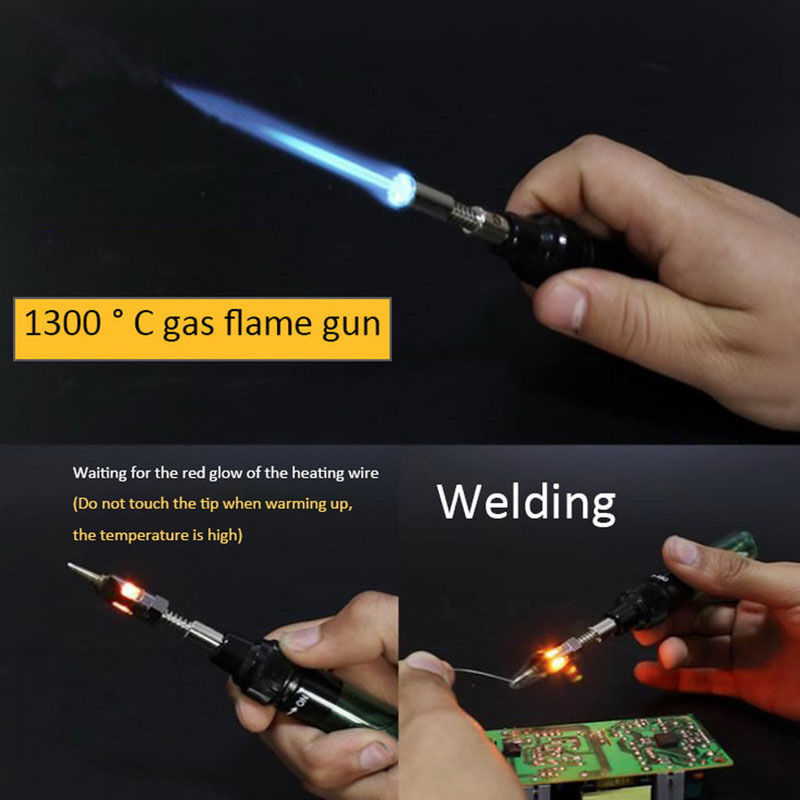 1300 Celsius Butane Gas Iron Cordless Butane Tip Tool Welding Pen Burner Blow Torch Gas Soldering Welding Soldering Irons