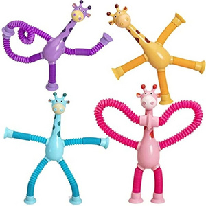 2 In 1 Suction Pop Tubes Sensory Toys Giraffe Light Up Pop Tube Giraffe Pop Tubes With Lights Giraffe Noise Makers Sensory Toys