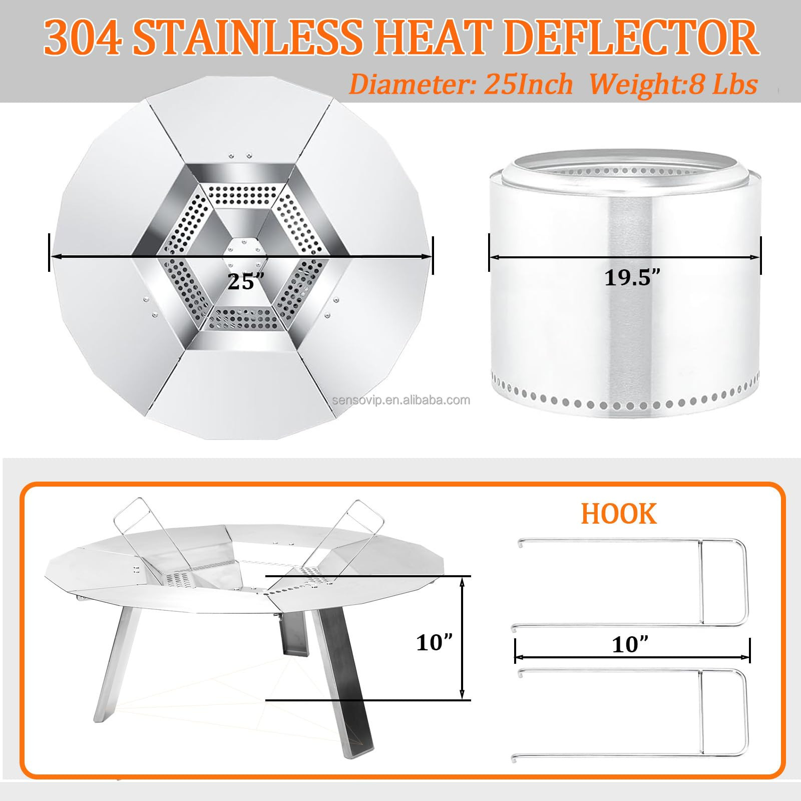 Heat deflector for Solo stove outdoor campfire 19.5 inch barbecue plate