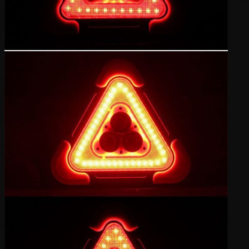 Car Solar Portable Triangle Warning Light LED Battery Powered Emergency Traffic Light Barricade Safety Sign Flashing light