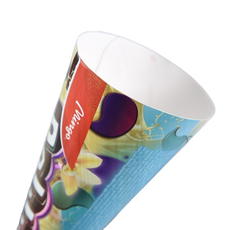 Custom Disposable Aluminum Foil Coated Paper Packaging Ice Cream Cone Paper Wrapping Cone Sleeve