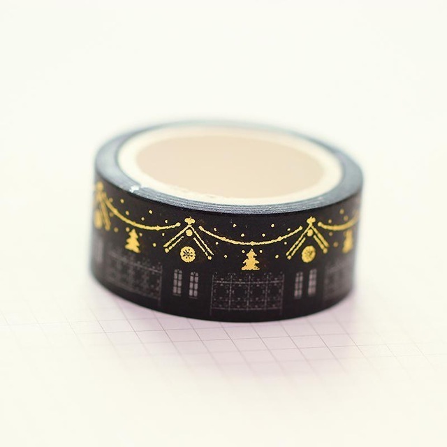 New product bronzing gold foil silver foil and paper washi tapes  moon star house branch pattern student DIY sticker