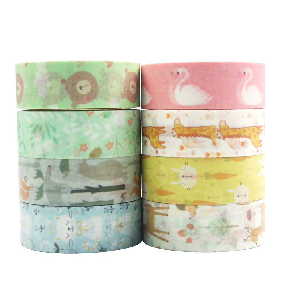 Creative new cartoon animals  washi  tape sticker DIY student fashionable masking tape 8 pieces