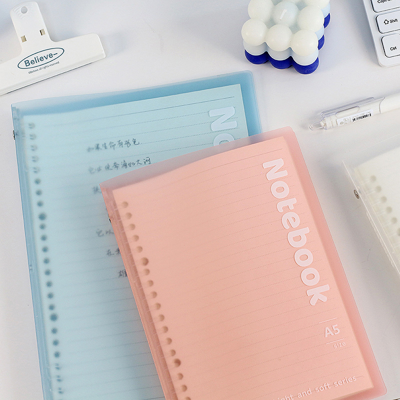 Fresh and minimalist 8-10 hole detachable easy to roll loose leaf notebook creative solid candy color matte  book A5 B5