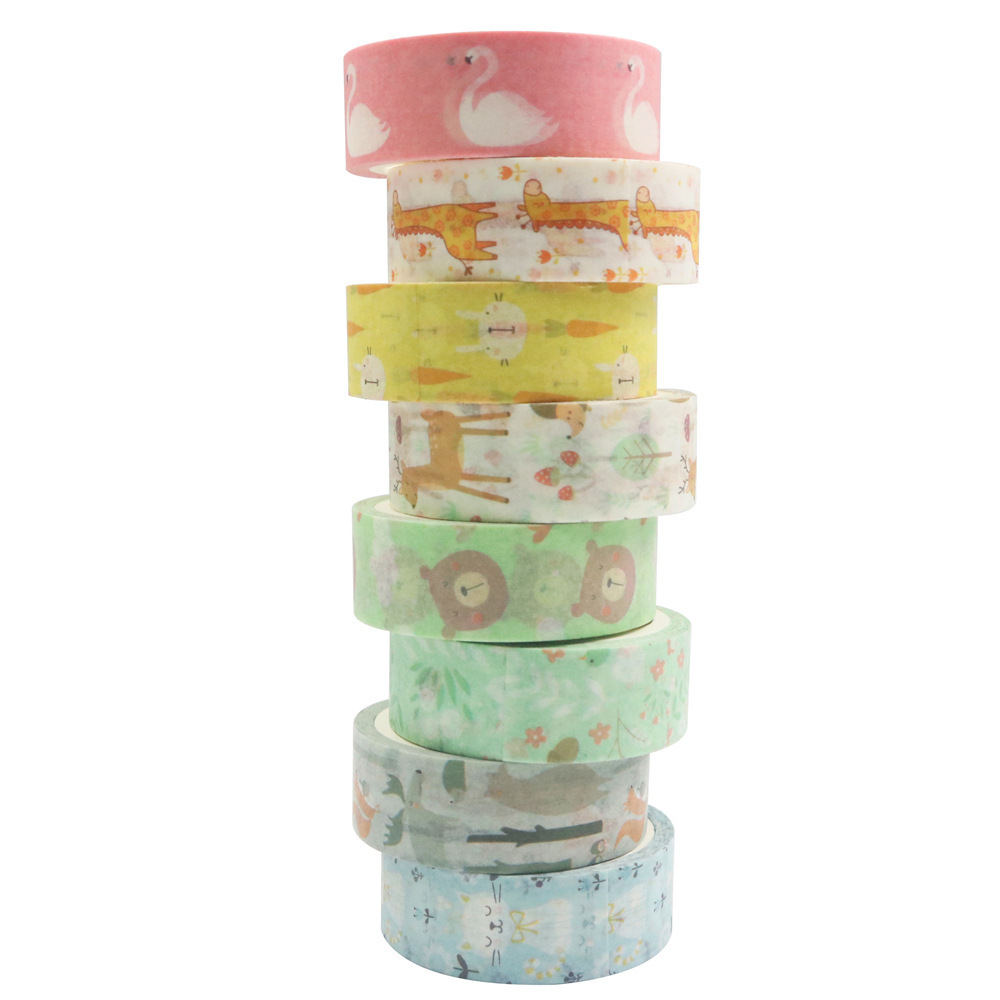 Creative new cartoon animals  washi  tape sticker DIY student fashionable masking tape 8 pieces