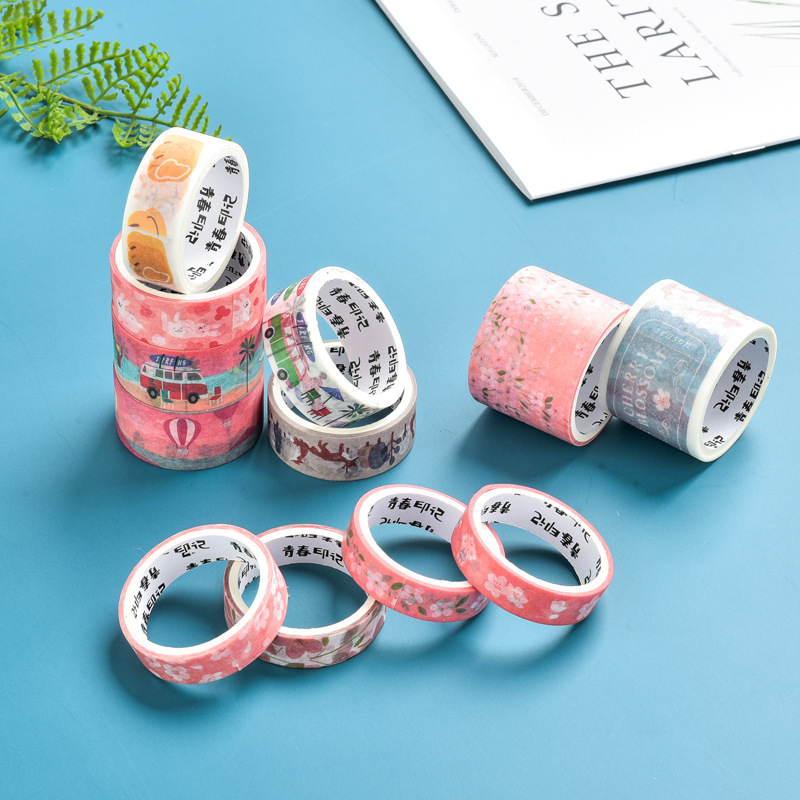 Creative small fresh hand-painted cherry blossom petals hand account and paper washi tape DIY material  stickers 6 rolls