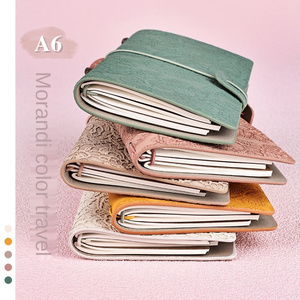 A6 fresh diary retro European style lace carved Morandi color girl hand ledger portable student travel notebook