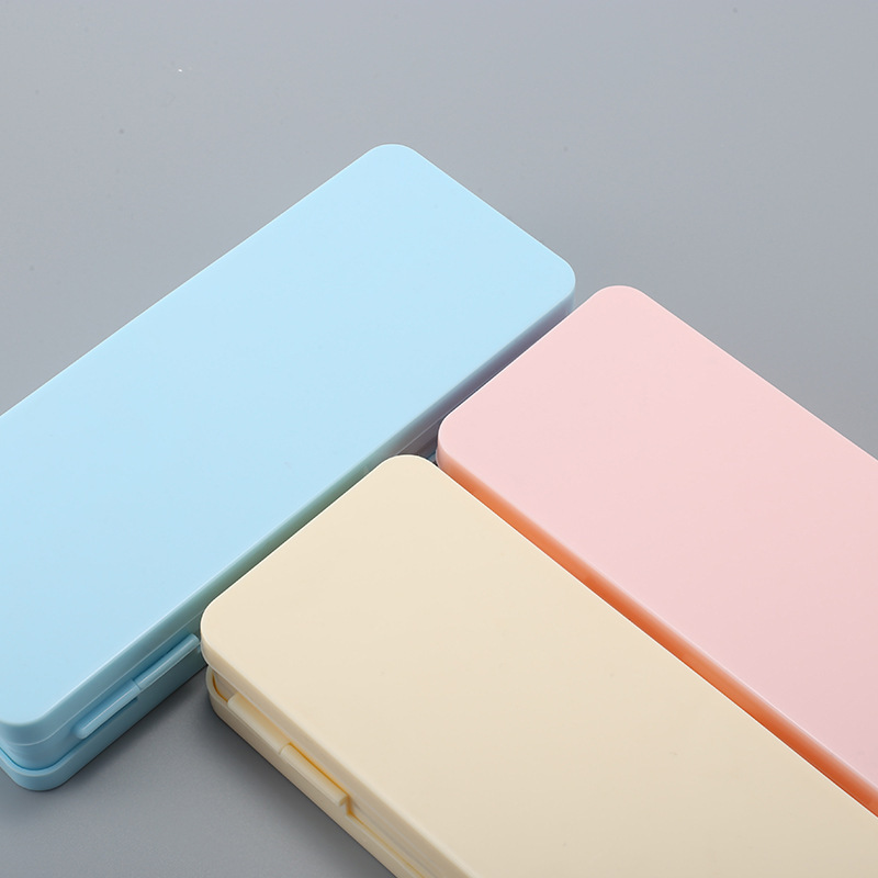 New translucent matte stationery box creative double layer macaron plastic student functional pencil case