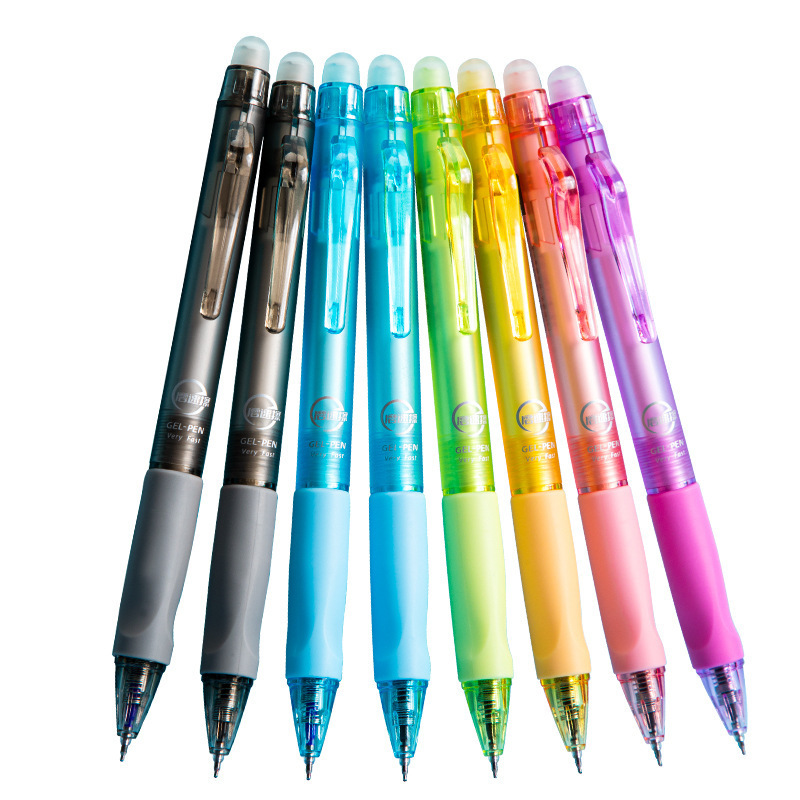 New Cute school student kids refillable block erasable gel pens set with eraser stationery customize 0.5mm ball black blue ink