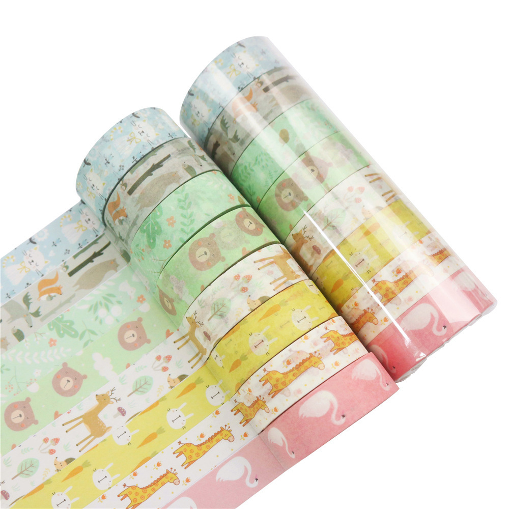 Creative new cartoon animals  washi  tape sticker DIY student fashionable masking tape 8 pieces