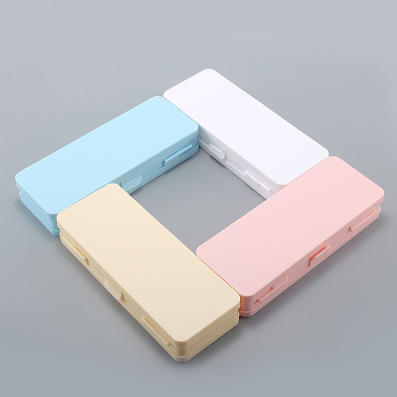 New translucent matte stationery box creative double layer macaron plastic student functional pencil case