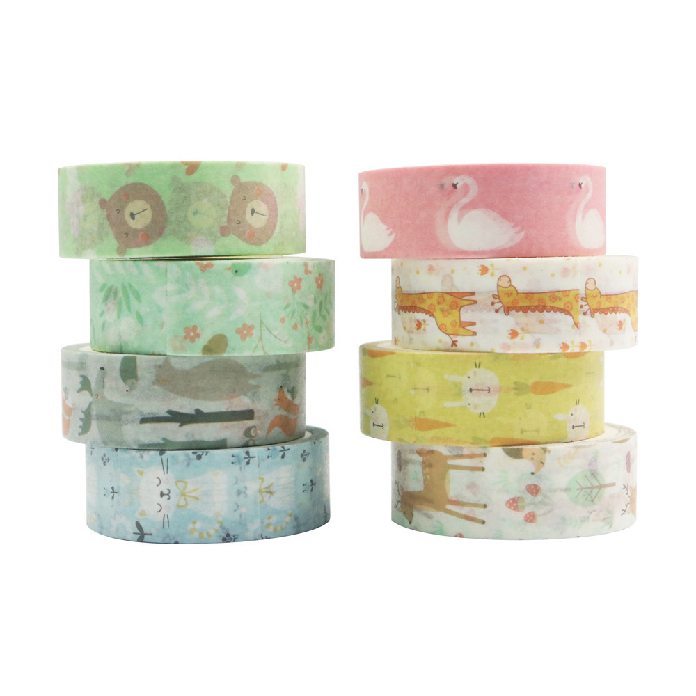 Creative new cartoon animals  washi  tape sticker DIY student fashionable masking tape 8 pieces