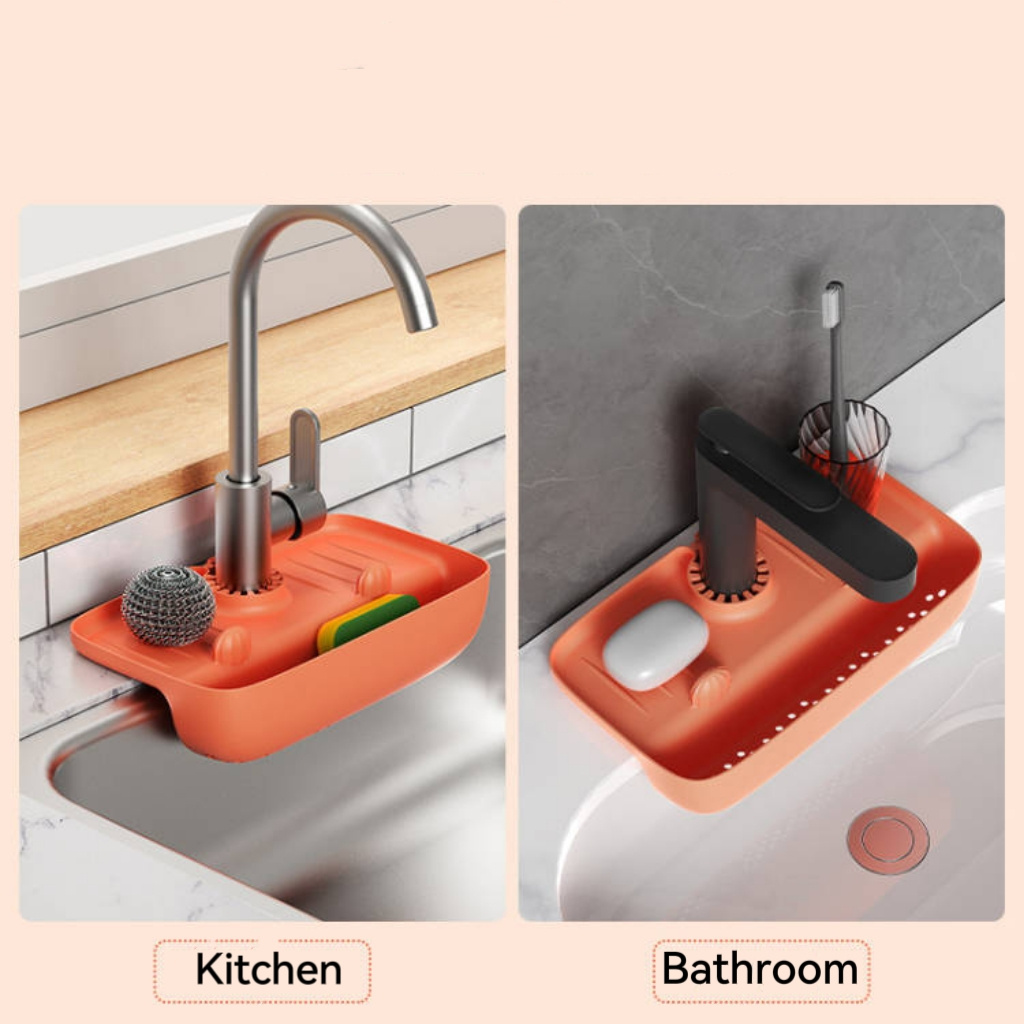 4 Colors Kitchen Faucet Storage Rack Sponge Drainage Rack Over The Sink TPR material Applicable Drainer Drying Basket