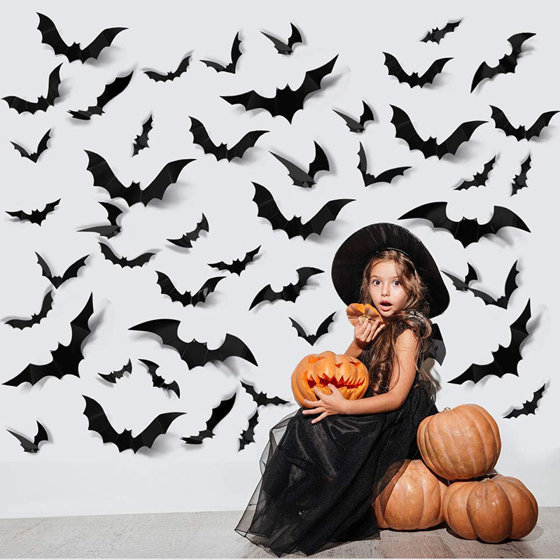 Halloween Decoration Stickers plastic Bat Halloween Black Spooky Bats Horror Halloween decorations bats other party decorations