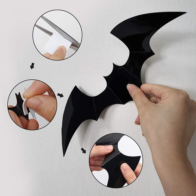 Halloween Decoration Stickers plastic Bat Halloween Black Spooky Bats Horror Halloween decorations bats other party decorations