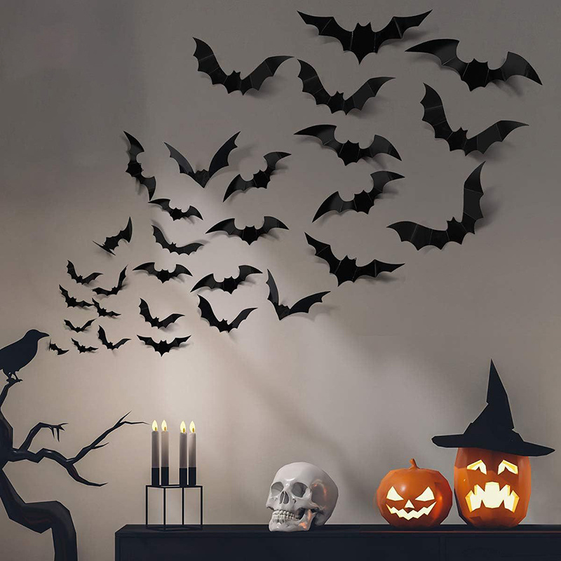 Halloween Decoration Stickers plastic Bat Halloween Black Spooky Bats Horror Halloween decorations bats other party decorations