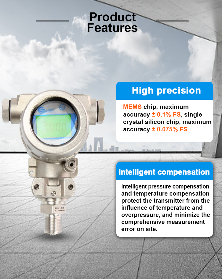 SENTEC differential pressure level transducer 4-20ma liquid level DP pressure transmitter with hart