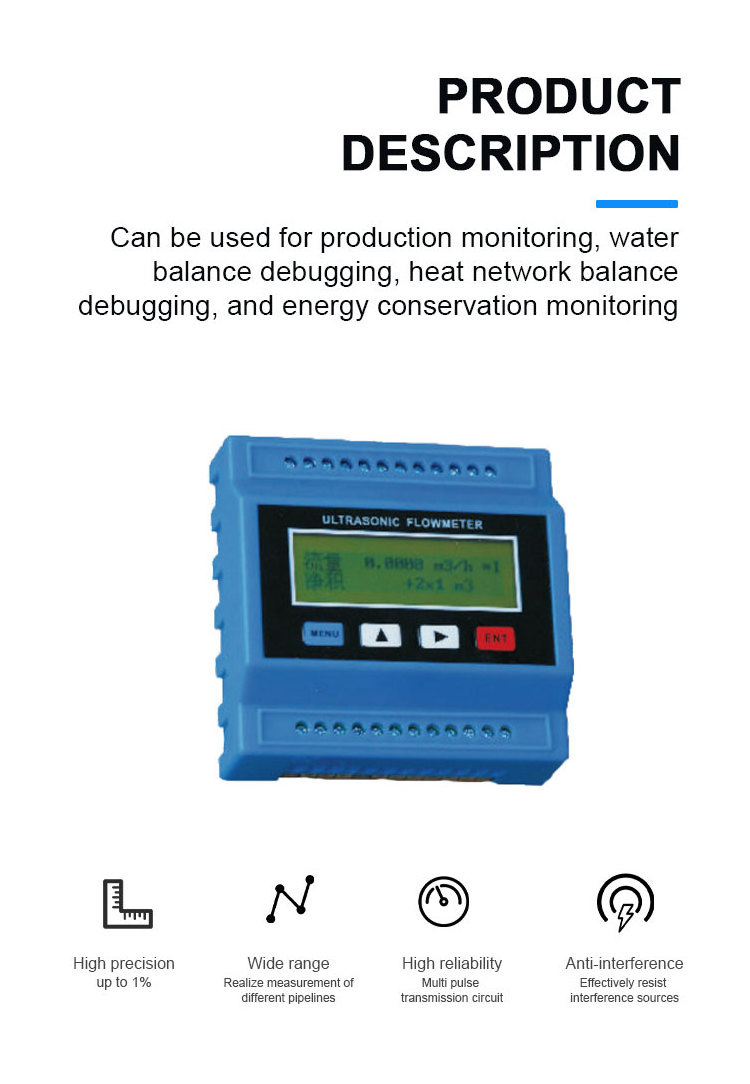 FMU820 OEM Accuracy Ultrasonic Water Liquid Flow meter Clamp On Ultrasonic Flowmeter Modular Ultrasonic Water Gauge heat meter