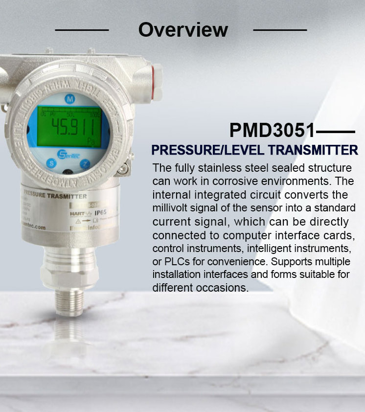 SENTEC differential pressure level transducer 4-20ma liquid level DP pressure transmitter with hart