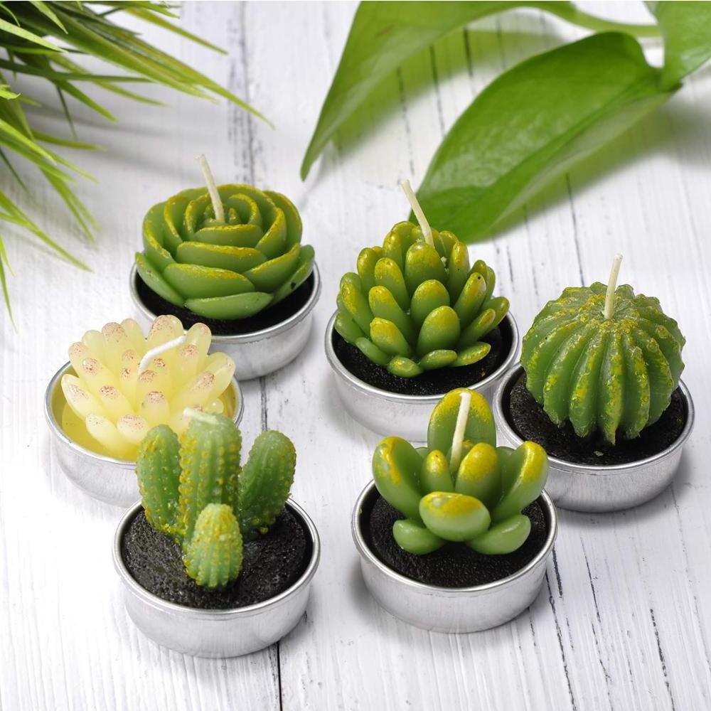 Wholesale Cactus Lotus Tealight Candle Succulent Decorative Cute Mini Candles