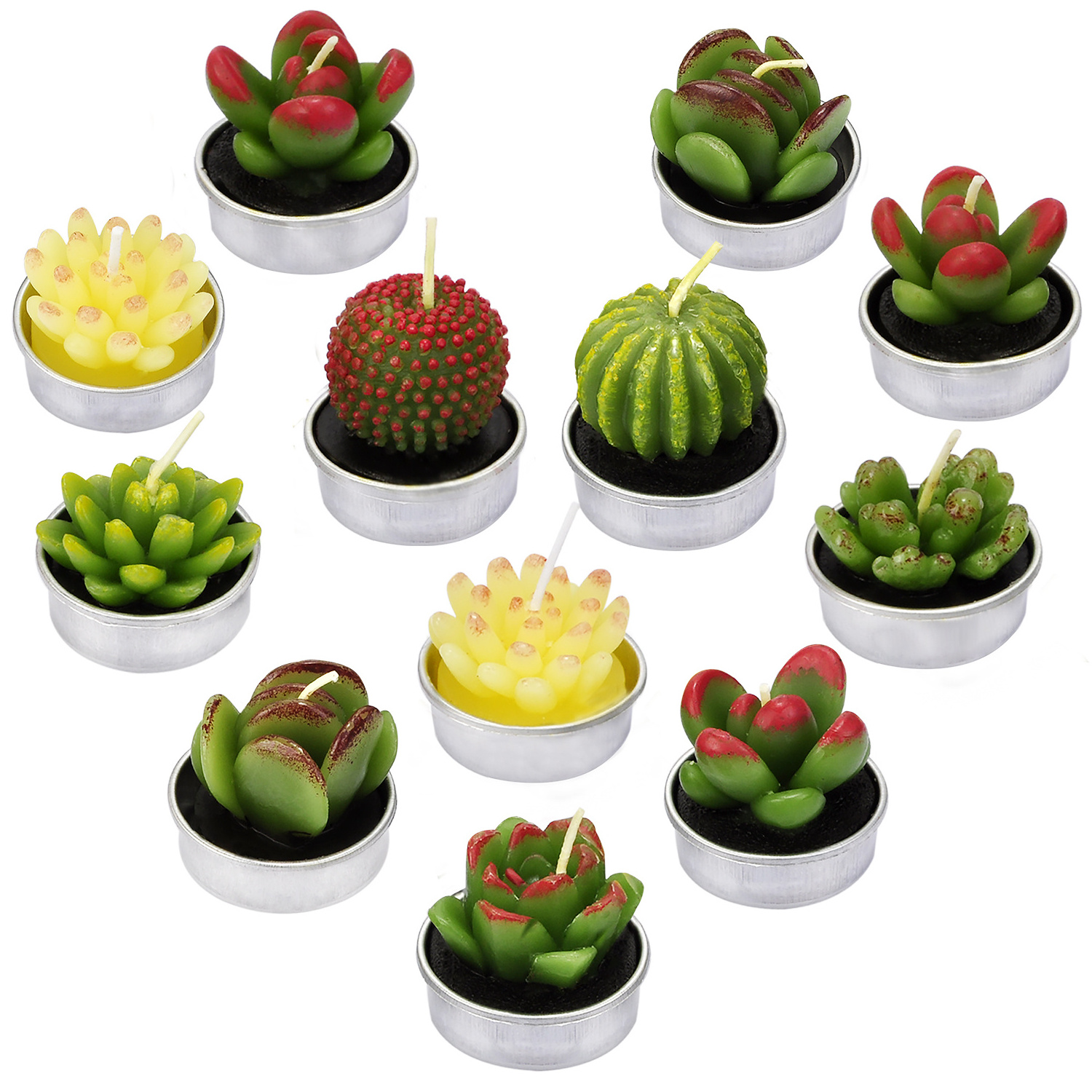 Wholesale Cactus Lotus Tealight Candle Succulent Decorative Cute Mini Candles