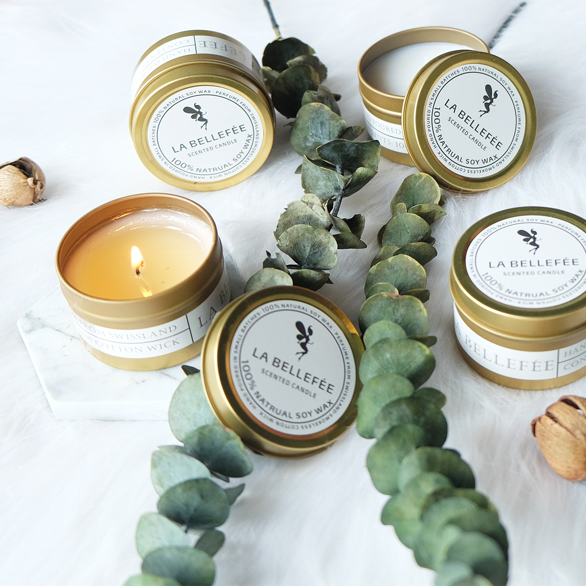 Wholesale Custom Soy Wax Scented Tin Private label Candle for home decor