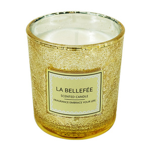 Lace embossed starry Glass Cup flameless soy wax Scented Aromatherapy Candle